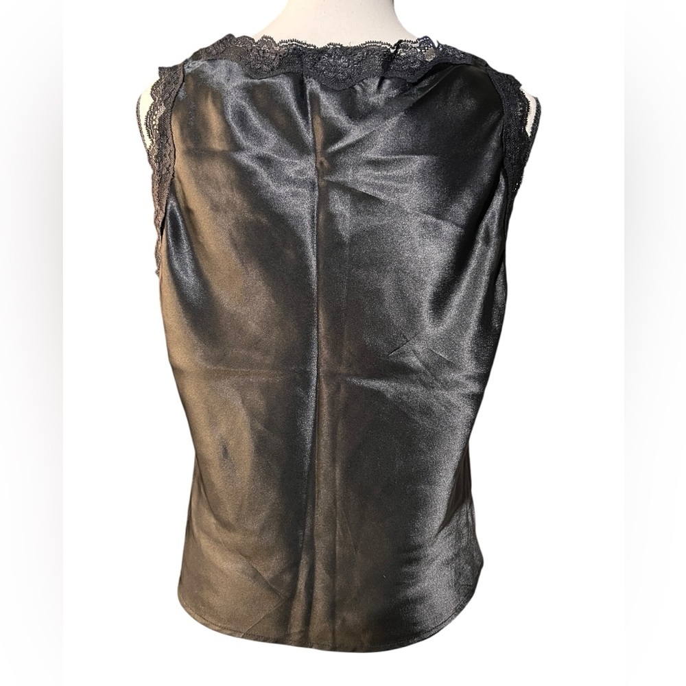 Elementz Black Satin Camisole with Lace Trim, size L - Picture 3 of 8